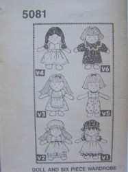 5081 7" CLOTH DOLL AND WARDROBE MAIL ORDER PATTERN UNCUT